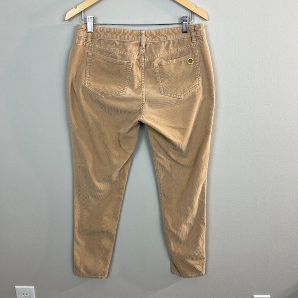 Michael Kors Corduroy Pants 4 Womens Khaki Tan Skinny Leg Zip Pockets MK - Picture 4 of 9